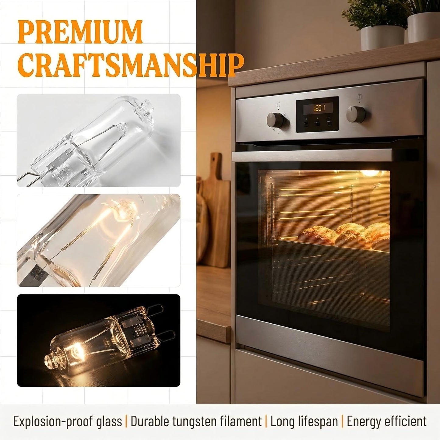 WPW10571723 Whirlpool Range Hood Bulb 4-Pack, G9 120V 40W Halogen Frosted