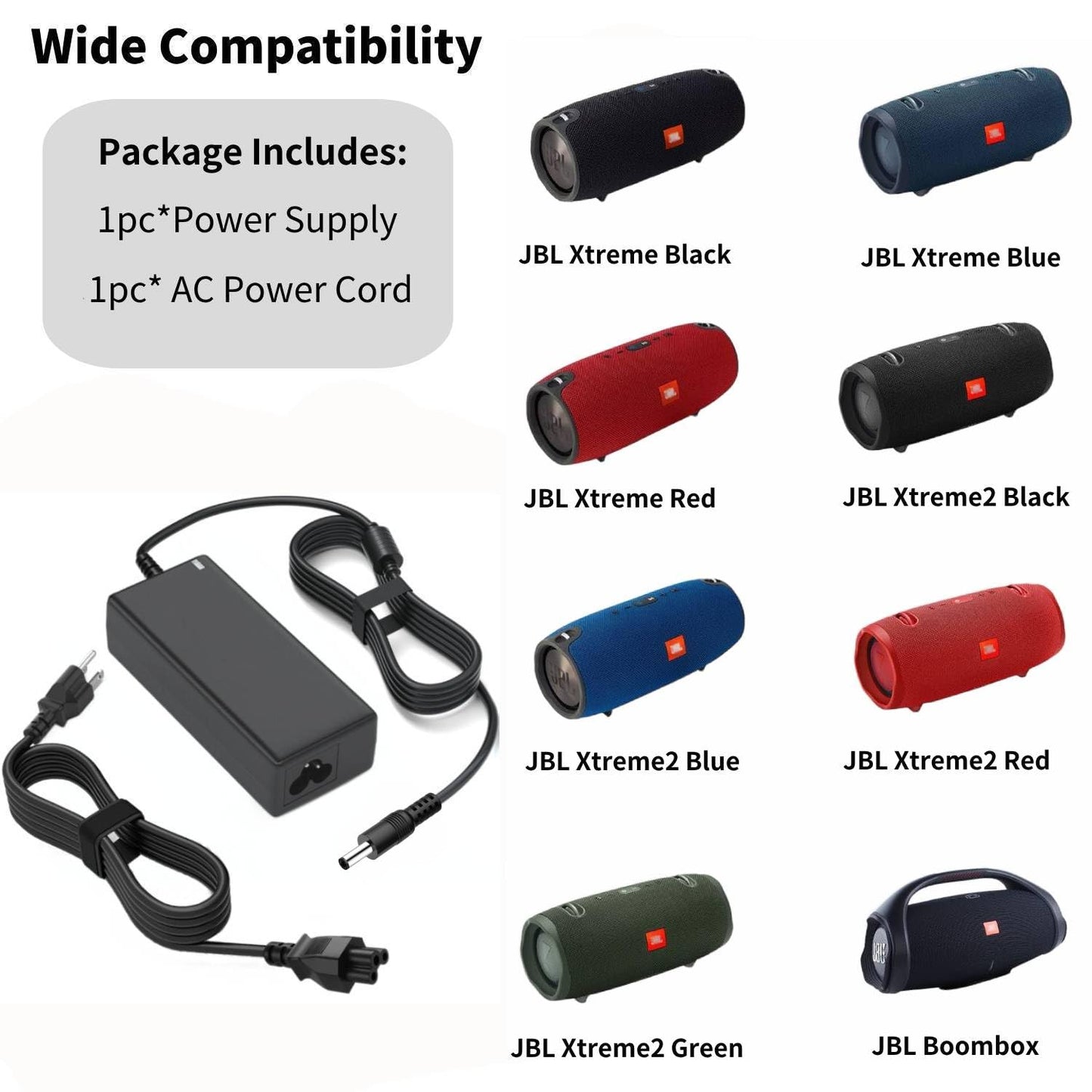 Replacment for JBL Extreme 2 Charger 19V AC DC Power Adapter Compatible with JBL Xtreme 2 / Extreme/Boombox, 6.6Ft Power Supply