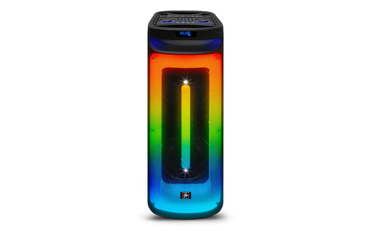 Fisher Bluetooth PA Stereo Speakers System-Karaoke Portable Wireless DJ, Dual 10" 80W Peak Power, Loud HD Sound & LED Lights, Rechargeable, TWS, 2 MIC
