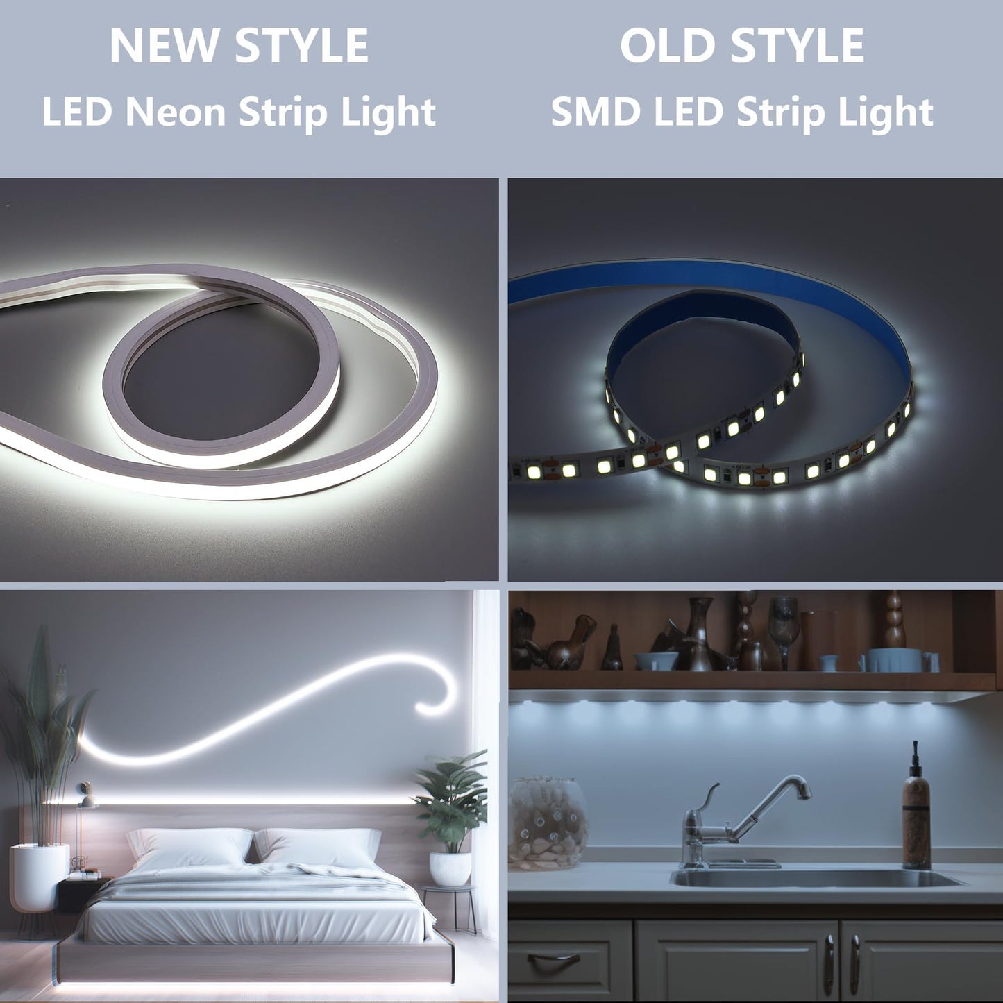 BENLUN 24V LED Neon Strip Lights 49.2FT, 6000K Cool White Led Rope Light Outdoor IP67 Waterproof 10W/M Flexible Cuttable for Bedroom Living Room