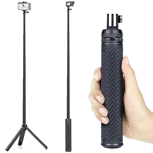 GEPULY 34''Extended Selfie Stick Underwater Tripod Waterproof Hand Grip for Go Pro Hero 13 12 11 10 9 8 7 6 5 4, AKASO,SJCAM,DJI Action 6