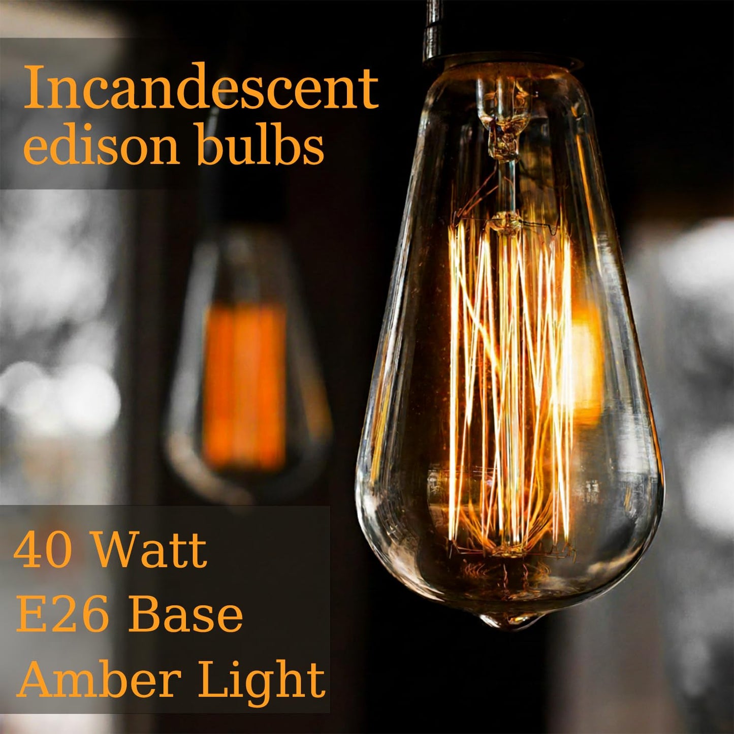 GOENDR E26 40W Edison Bulbs, ST64 Vintage Incandescent Light Bulbs, 2700K Warm Dimmable, Squirrel Cage Filament Bulb for Table Lamp Home Antique