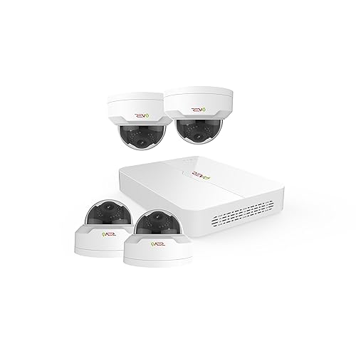 REVO America Ultra 4Ch. 1TB HDD 4K IP NVR Security System - Fixed Lens IP Cameras 4 x 4MP Mini Vadal Dome Cameras - Remote Access via Smart Phone
