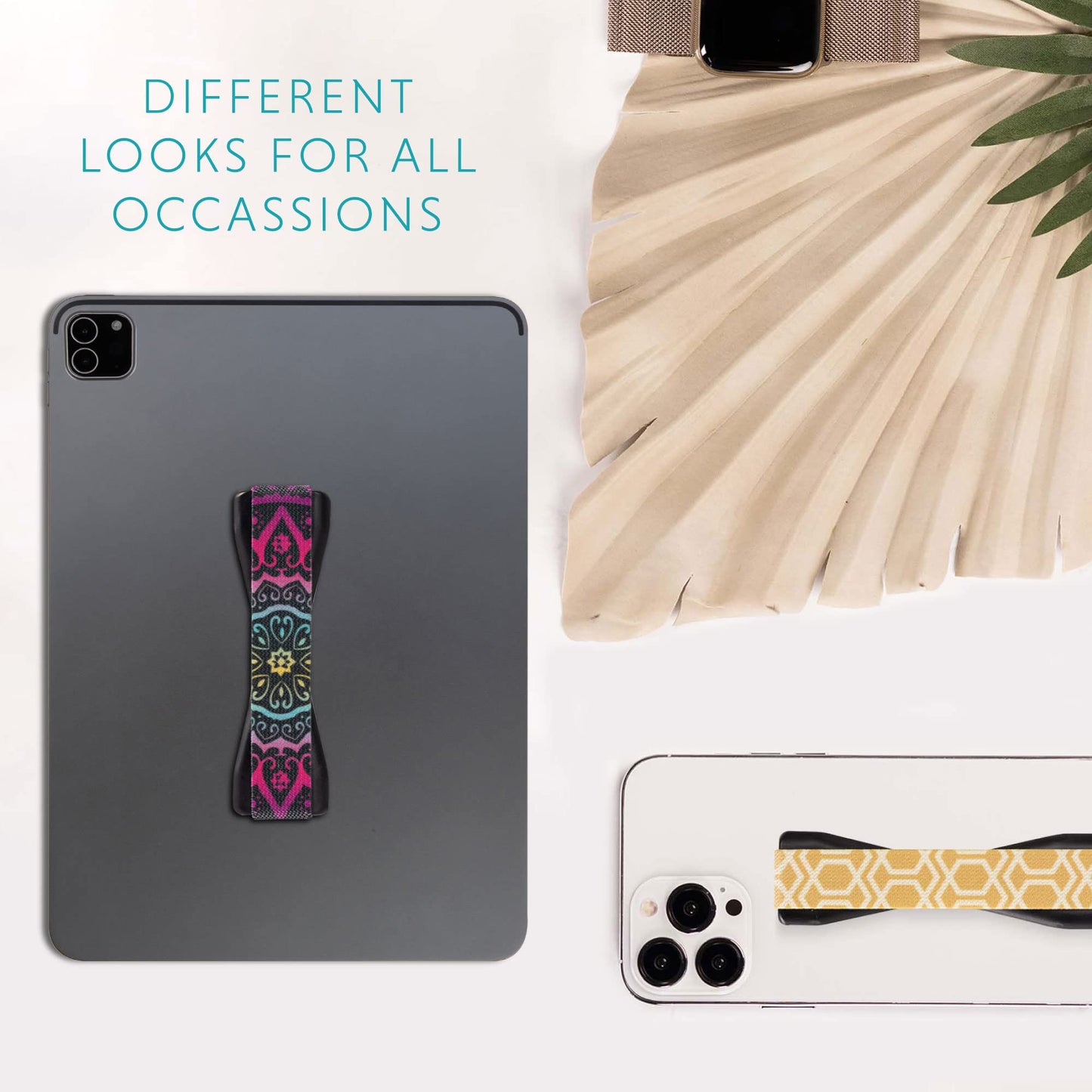 LOVEHANDLE Tablet/XL Grip for Most Tablets and Large Smartphones, Neon Rainbow