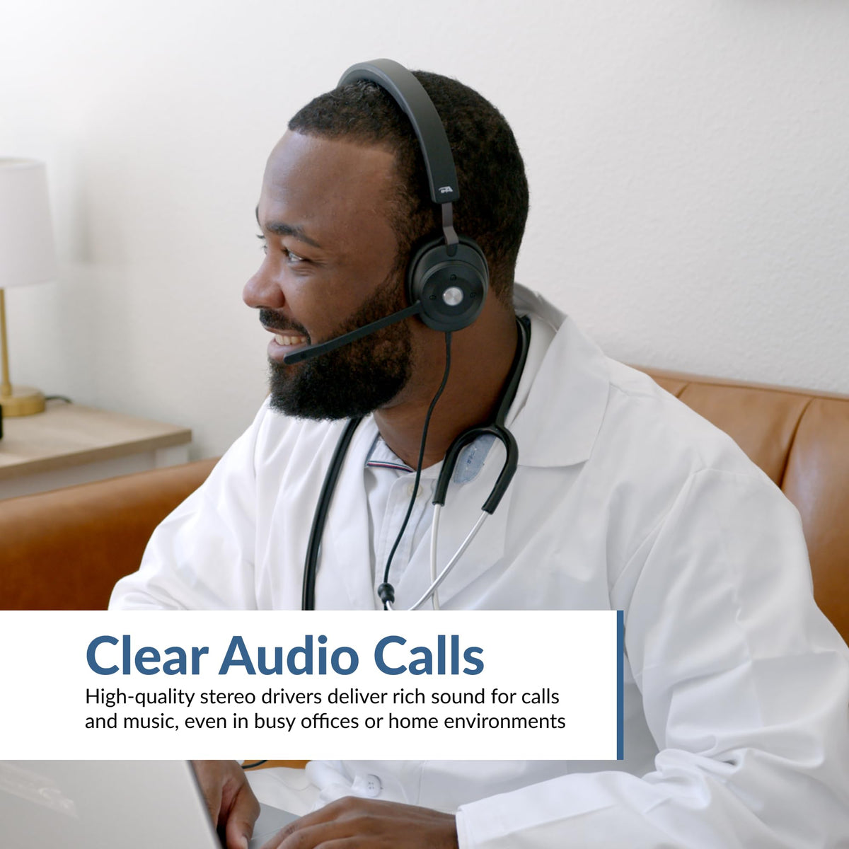 Cyber Acoustics HS-2000 USB Headset, UC Optimized, Earcup Controls