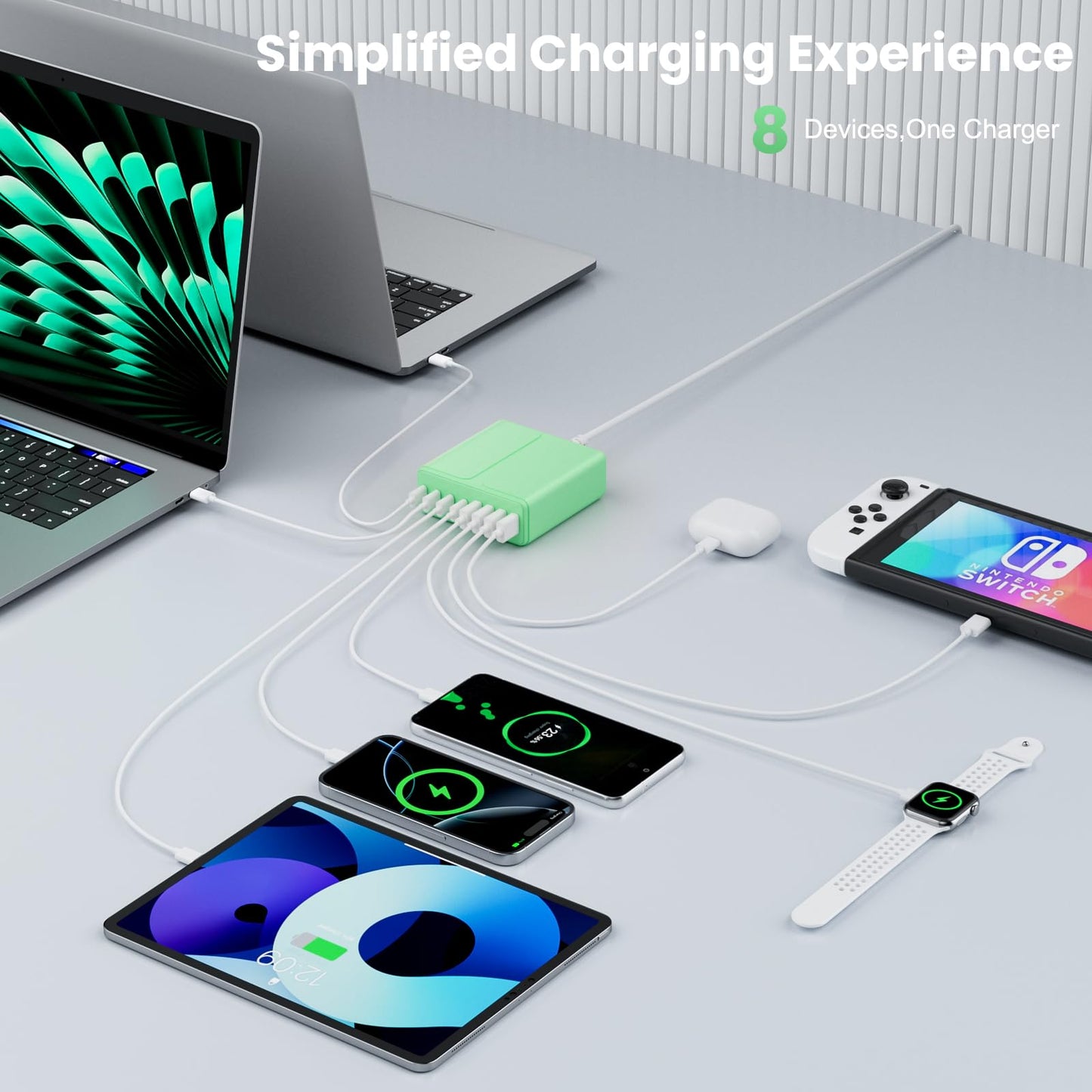 beniflt 320W USB C Charger Block, 8-Port USB C Charging Station PD 65W PC Laptop Fast Charger Adapter for MacBookPro/Air,DELL,iPad,Portable Charging