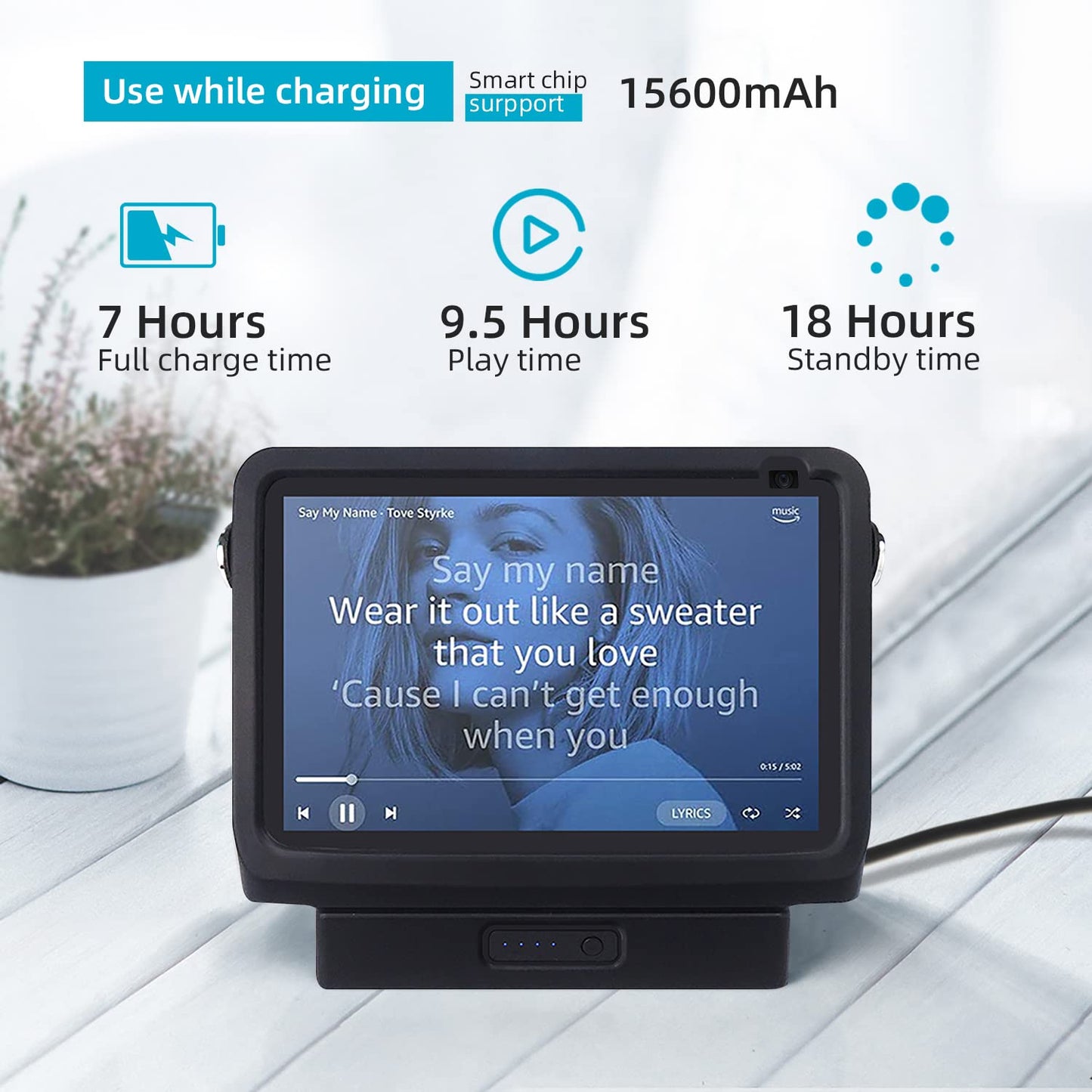 Blanou Battery Base for Show8 1st & 2nd Gen, Portable Show8 2nd Charger, Xiaodudao Smarts Speaker Battery Stand 15600mAh, 9.5 Hours Work Time