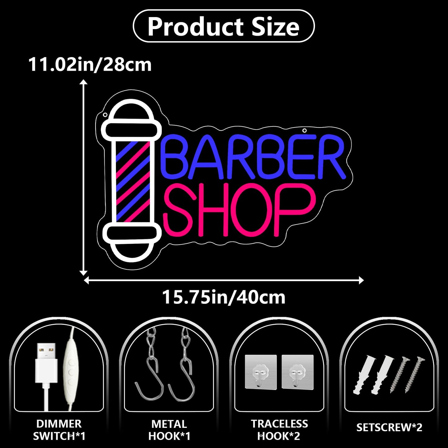 Barber Shop Neon Sign, Hair Salon LED Neon Light for Barber Business, Barber Open Sign Dimmable Neon Signs for Beauty Hair Salon Store Window Wall