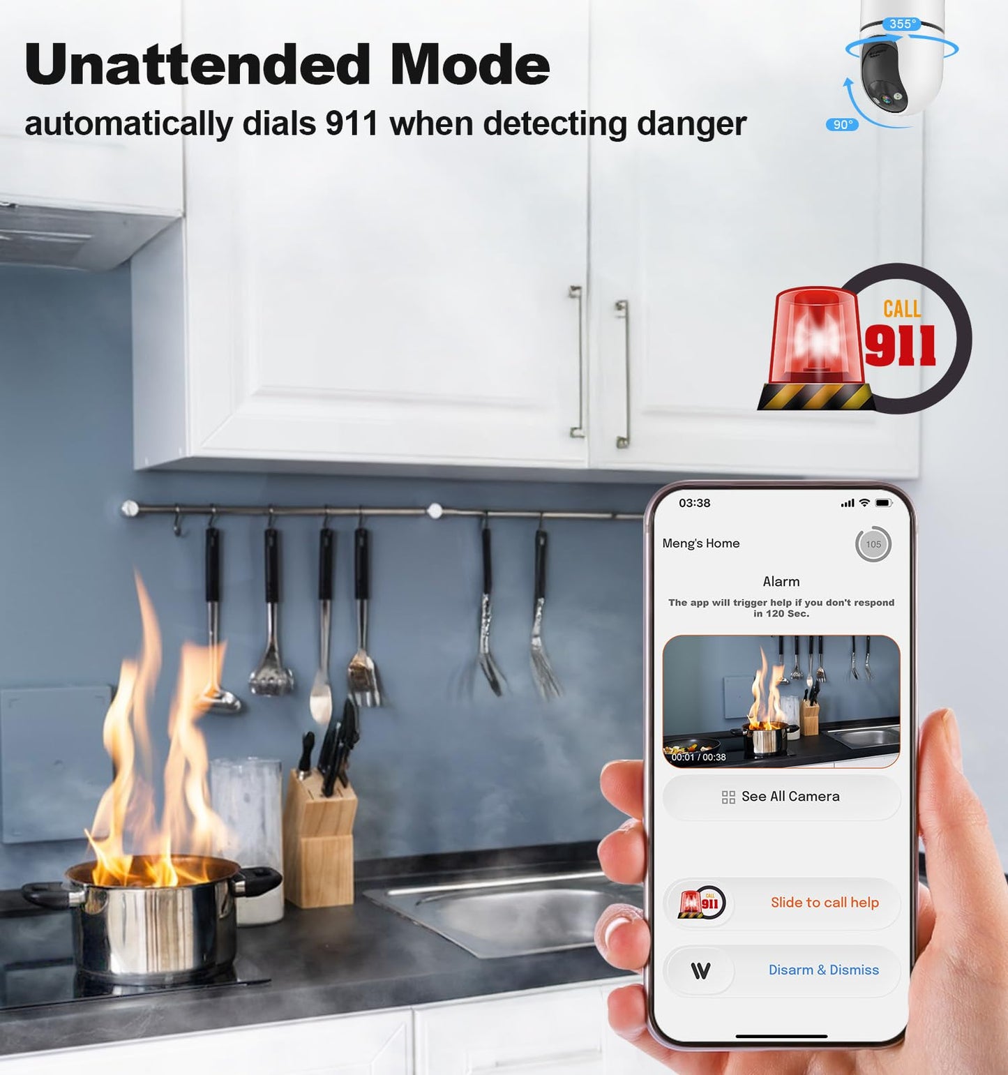 Indoor Security Camera - 5G&2.4G WiFi Cameras for Home Security Indoor 911 Alert, 2K 360°Pan/Tilt AI Motion Detection Nanny/Baby/Pet/Dog Camera