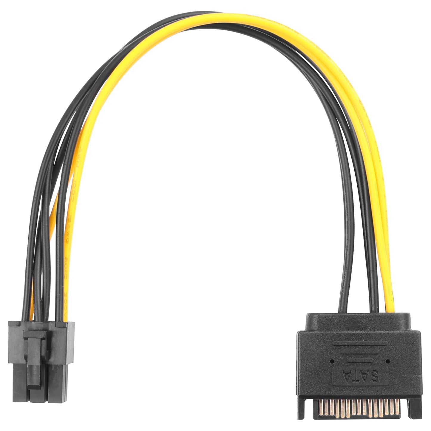 ELFJMZP SATA 15 PIN to ATX 6PIN Adapter GPU Power Cable 8.7in/22.0cm(Pack of 2)