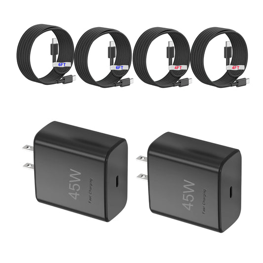 2-Pack 45W Super Fast Charger Type C, USB C Phone Charger with Type C Charging Cord for Samsung Galaxy S25 S24+/Ultra/S22/S21/S20/Note10/20