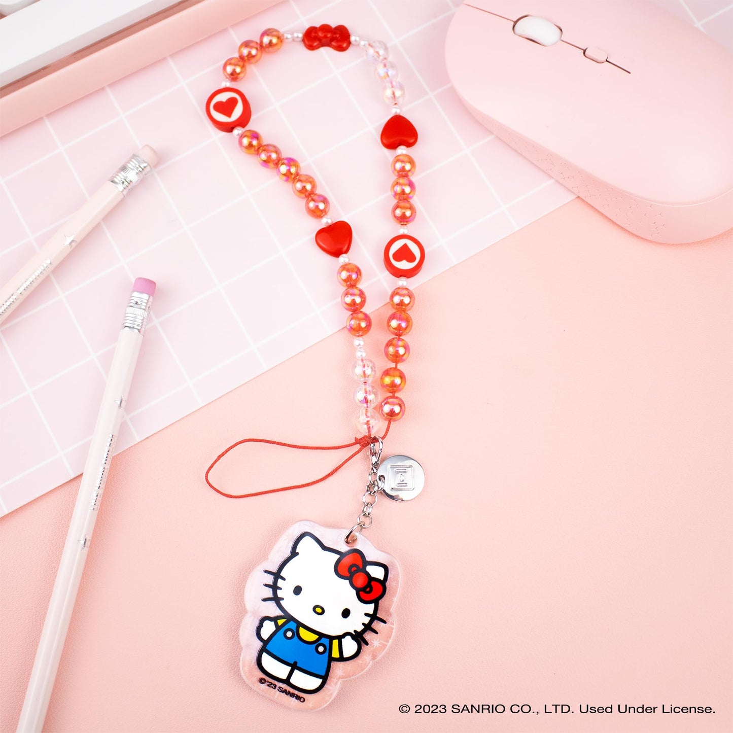 iFace Hello Kitty 50th Anniversary Beaded Wristlet Universal Charm Strap - Cute Iridescent Wrist Strap for Cell Phone Camera Keys [Limited Edition]