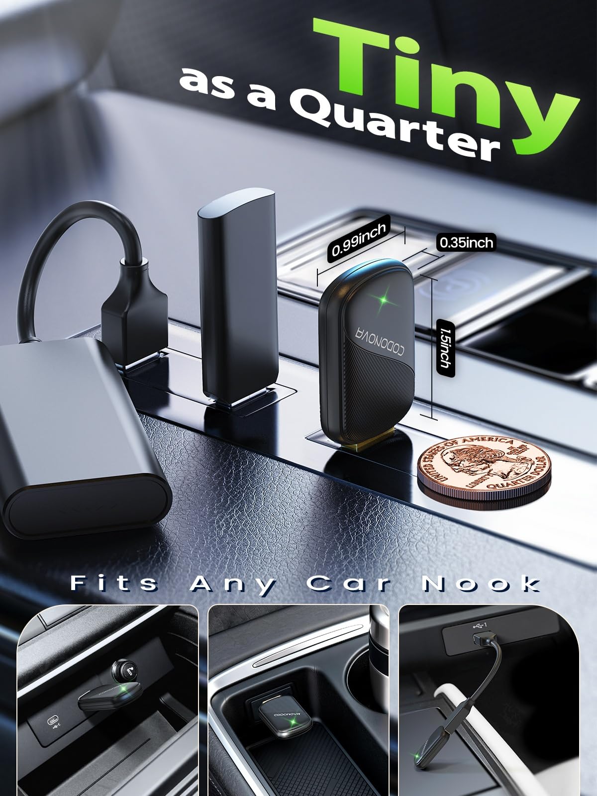 Mini Wireless CarPlay Adapter for Apple iPhone - Wired to Wireless Converter, 5GHz WiFi Zero-Lag Dongle, Stable Auto-Connect, Gold-Plated USB-A/C