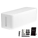 Iron Forge Cable Large Cable Management Box - White Cord Organizer and Hider for Wires, Power Strips, Surge Protectors & More - Includes Sleeve, Hook