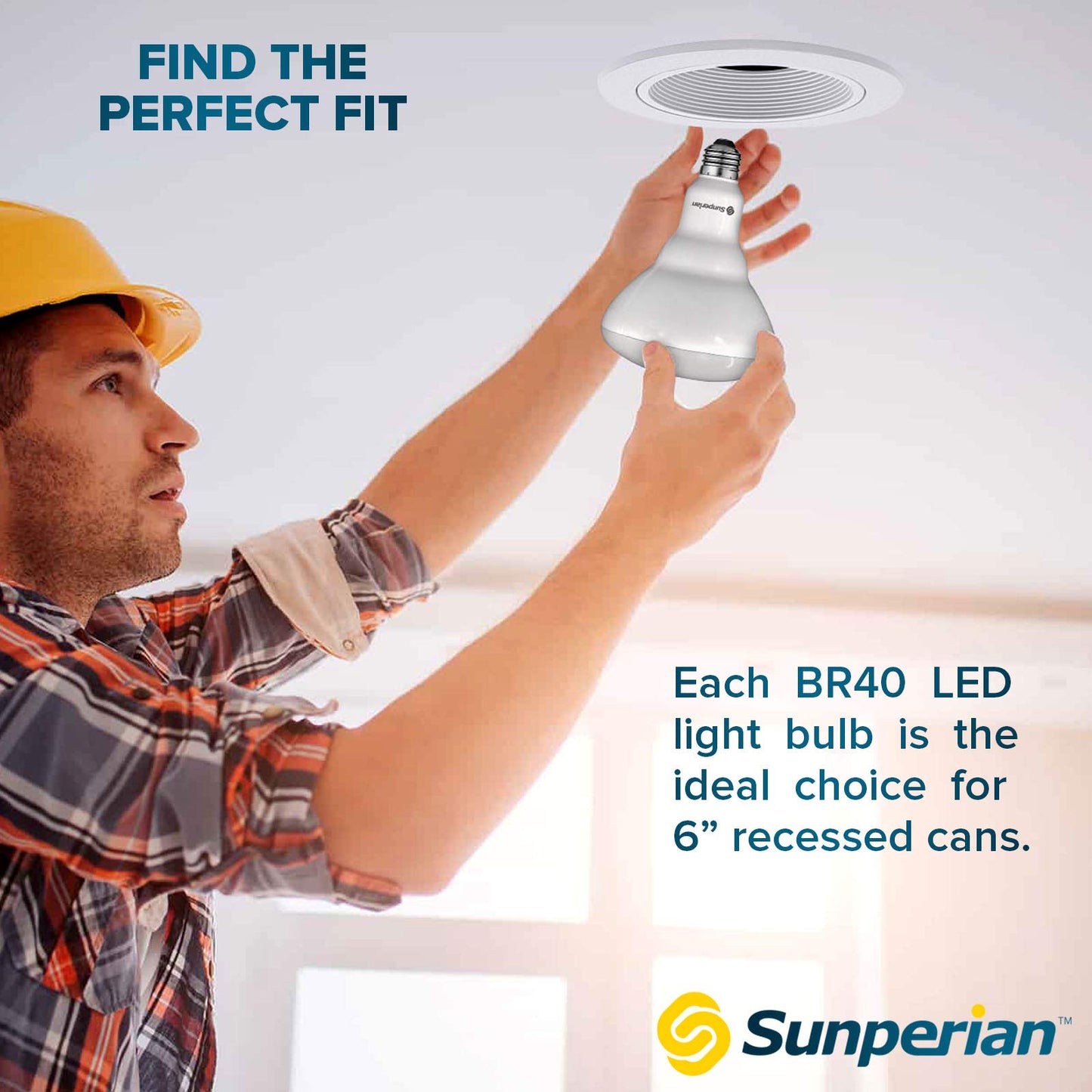 SUNPERIAN 6 Pack BR40 LED Light Bulbs, 13W=85W, 4000K Cool White, 1400 Lumens, Dimmable Flood Light Bulbs for Recessed Cans, Enclosed Fixture Rated