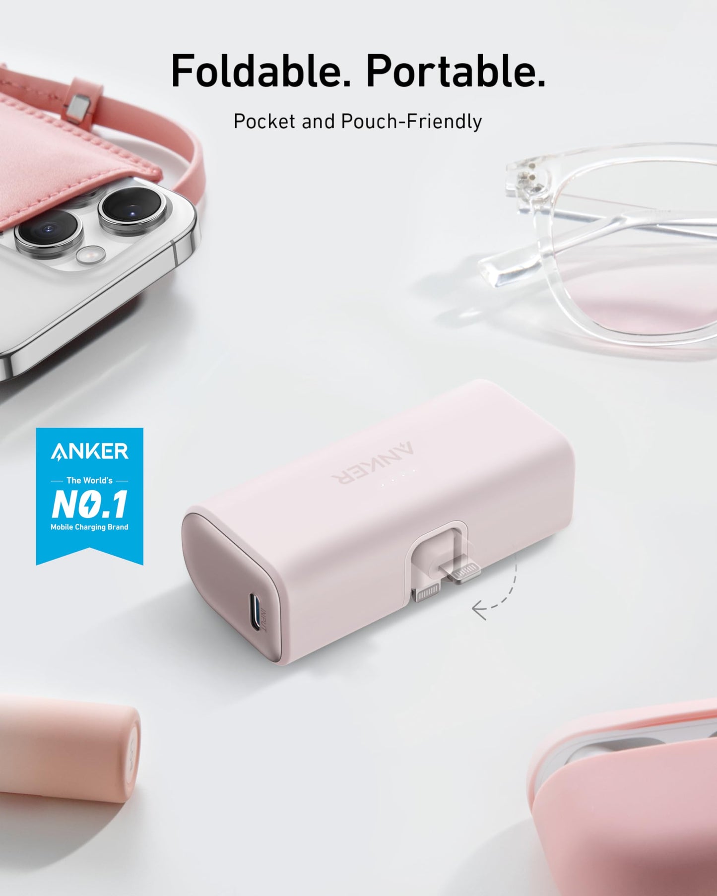 Anker Nano Power Bank with Built-in Lightning Connector, Portable Charger 5,000mAh MFi Certified 12W, Compatible with iPhone 14/14 Pro / 14 Plus / 14
