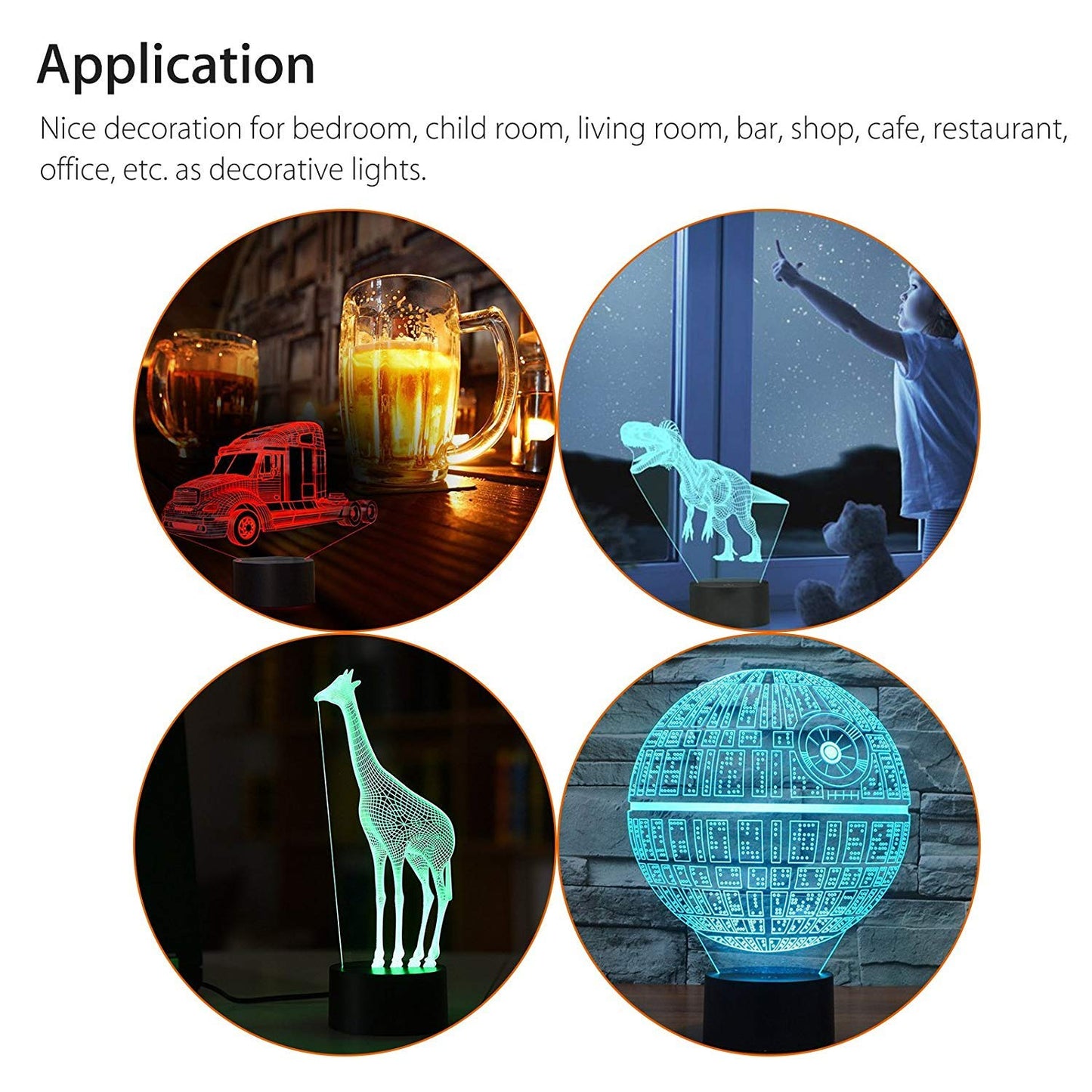 NiceCo 2-Pack 3D Night LED Light Base, LED Base for Acrylic 16 Colors LED Light Base with Remote Control and USB Cable for Bedroom Child Room