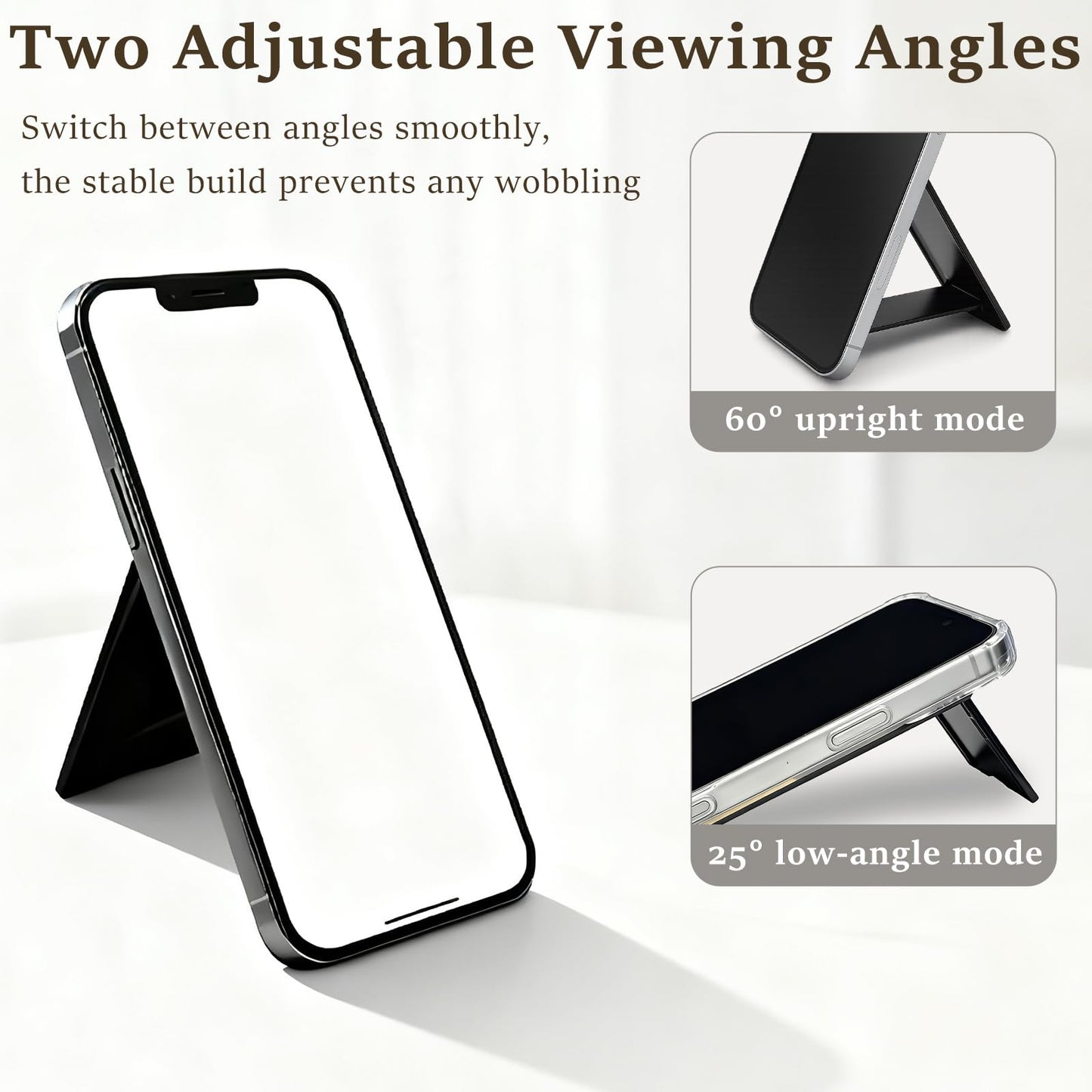 Attkryy 2 Pack Ultra-Slim Adhesive Foldable Phone & Tablet Stand, Two Adjustable Viewing Angles, Strong Back Adhesive, Portable & Lightweight