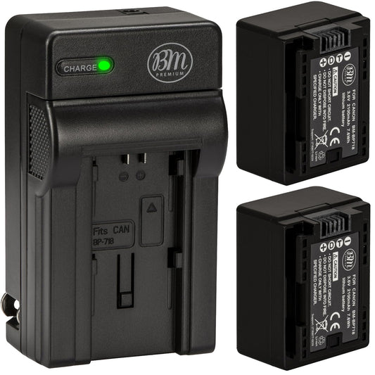 BM Premium 2 BP-718 Batteries and Charger for Canon Vixia HFR80, HFR82, HFR800, HFR70, HFR72, HFR700, HFM500, HFR30, HFR32, HFR300, HFR40, HFR42