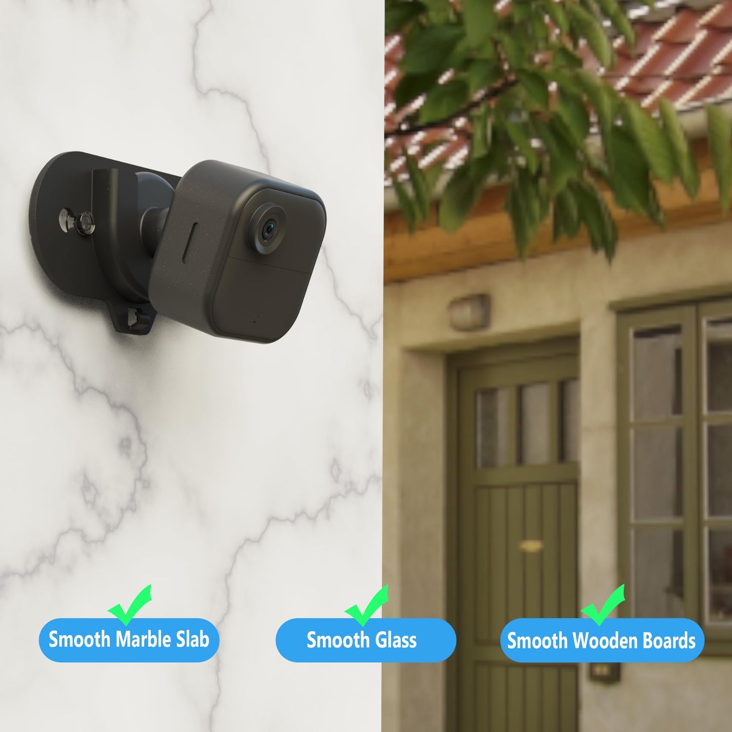 Blink Camera Mount with Dual Suction Cup, No-Drill, No Need Adhesive, Mounted on Smooth Surfaces Like Windows, Glossy Tiles, and Wood, 2 Pack for All