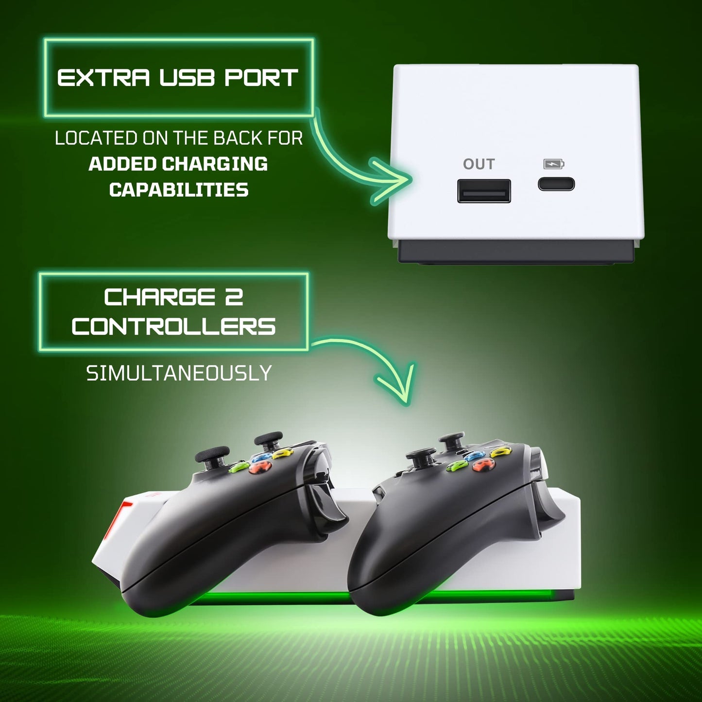 Nyko Charging Station for Xbox Series XS & Charge Base for 2 Controllers w/LED Indicators and Extra USB Port -Controller Charge Stand w/Rechargeable
