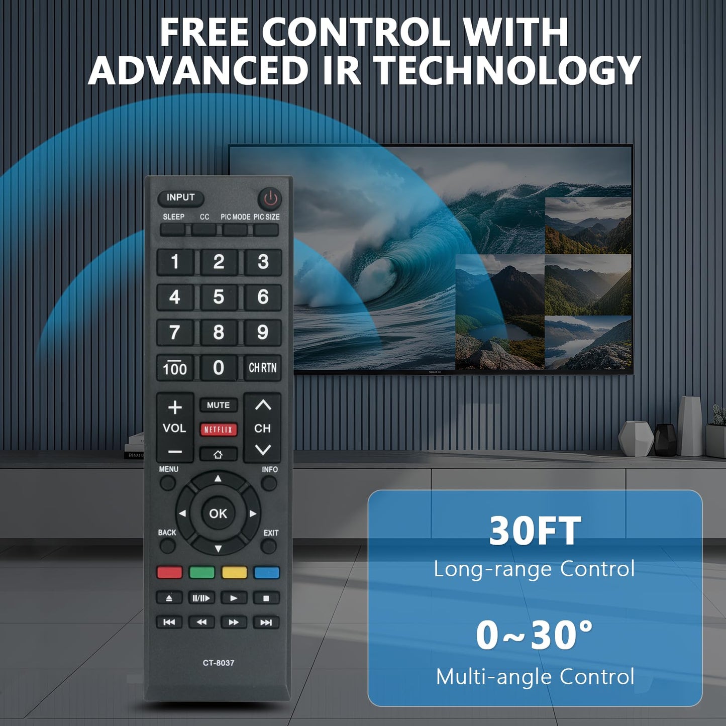 New CT-8037 CT 8037 Replace Remote Control fit for Toshiba LED SMART HDTV Remote Control 40L3400 40L3400U 40L3400UC 50L3400 50L3400U 50L3400UC 58L5400