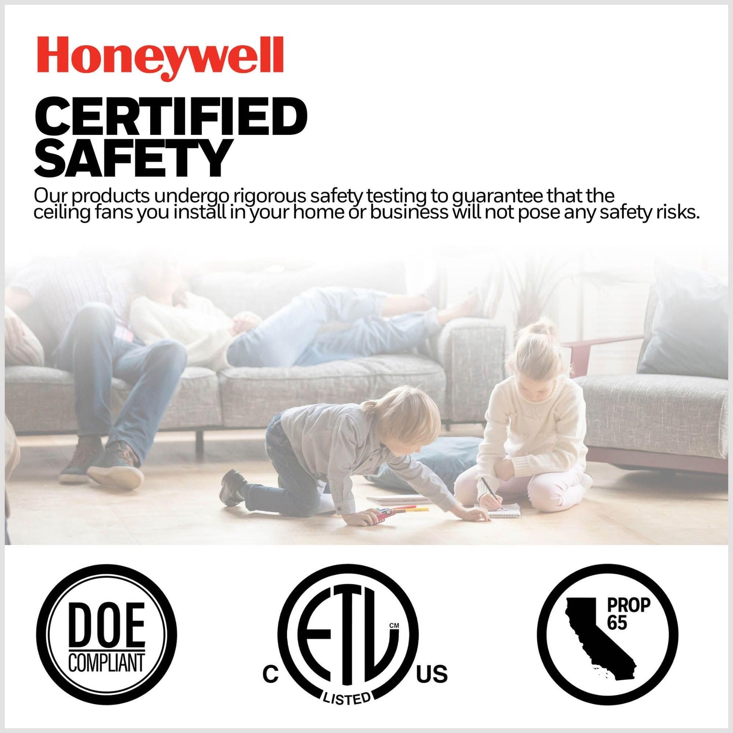Honeywell Glen Alden 52 Inch Indoor Low Profile Ceiling Fan with Pull Chain Control, Quiet Motor, and 5 Reversible Blades, Oil Rubbed Bronze