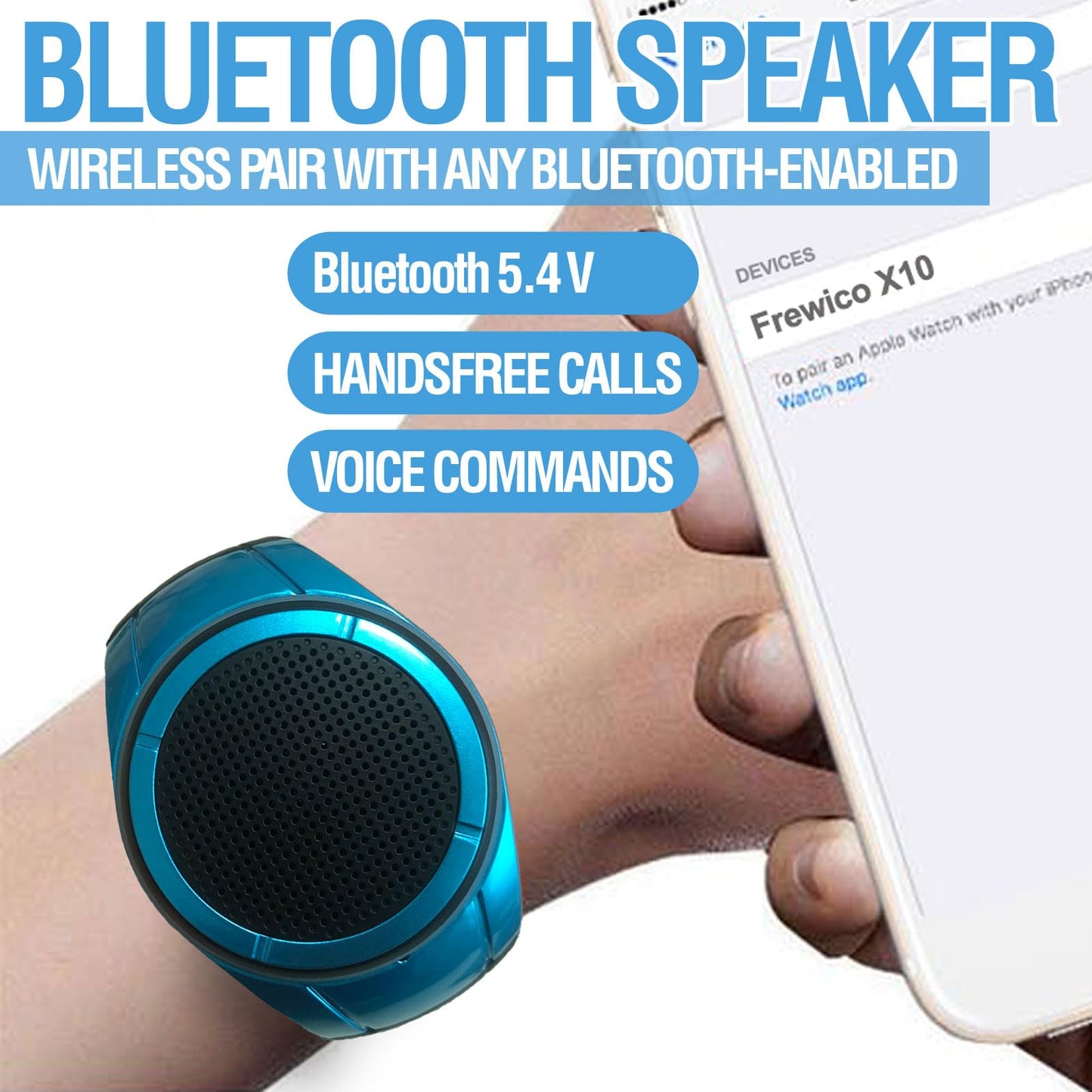 Frewico Wearable Portable Waterproof Bluetooth Speaker Watch X10 Clip Speaker MP3 Player Handsfree Clear Call Speakerphone,TWS,SD Card Slot,Selfie