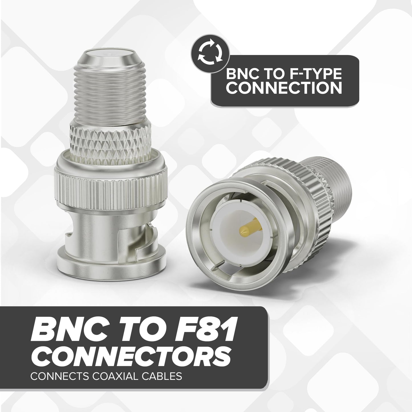 THE CIMPLE CO - RF (F81) to BNC Adapters for Coaxial Cables - BNC Male to Female F-Pin Connectors, Adapters, and Couplers for RG11, RG6, RG59, RG58