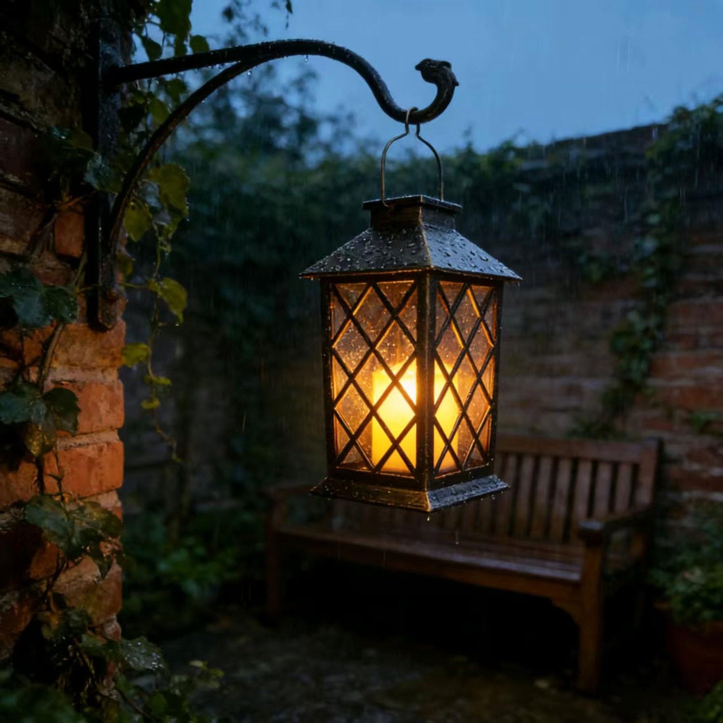Solar Garden Lanterns Hanging Outdoor Lantern Waterproof LED Flickering Flameless Candle Mission Lights for Table,Outdoor?Mothers Day Gifts Mom Wife