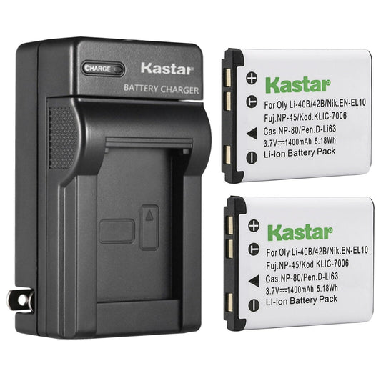 Kastar 2-Pack Battery and AC Wall Charger Replacement for GE E1045W, E1055W, E1255W, E1276W, E1410SW, E1450W, E1480W, E1486TW, E1680W, G3WP, G5WP