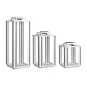 JONATHAN Y 19.5" White Modern Industrial Outdoor LED Solar Powered Lanterns Set of 3, Decorative Metal Frame Cordless Lighting for Garden Pathway