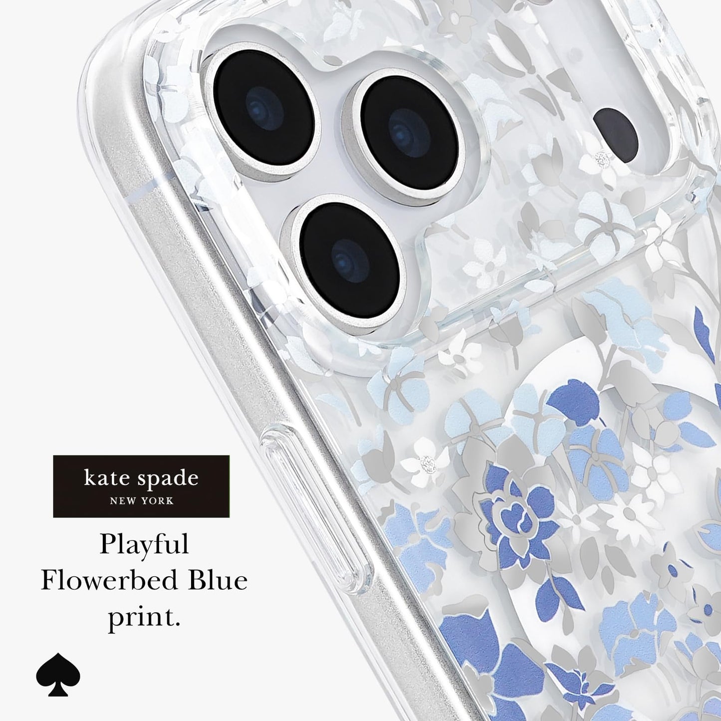 kate spade new york iPhone 17 Pro Max Case - Flowerbed Blue Gems