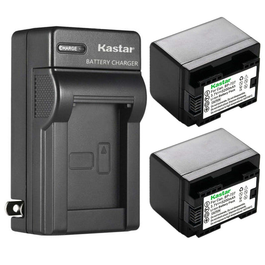 Kastar 2-Pack BP-727 BP727 Battery and AC Wall Charger Compatible with Canon VIXIA HF R500 HFR500, VIXIA HF R600 HFR600, VIXIA HF R700 HFR700, VIXIA