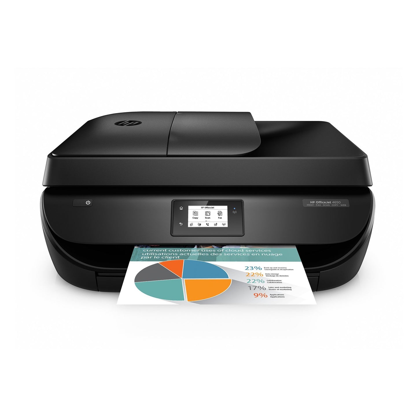 HP HP4650-RB-AMZ Office Jet 4650 Wireless All-in-One Photo Printer, Copier and Scanner - Black (Renewed), Black & Color