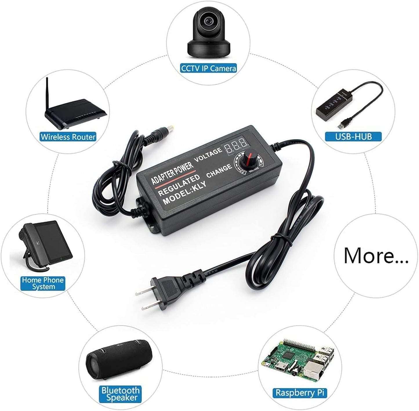 3V~12V 5A 60W Power Supply Adjustable DC 3V 5V 6V 9V 12V Universal Adjustable AC/DC Switching Power Adapter, 100V-240V AC to DC Converter with 14…