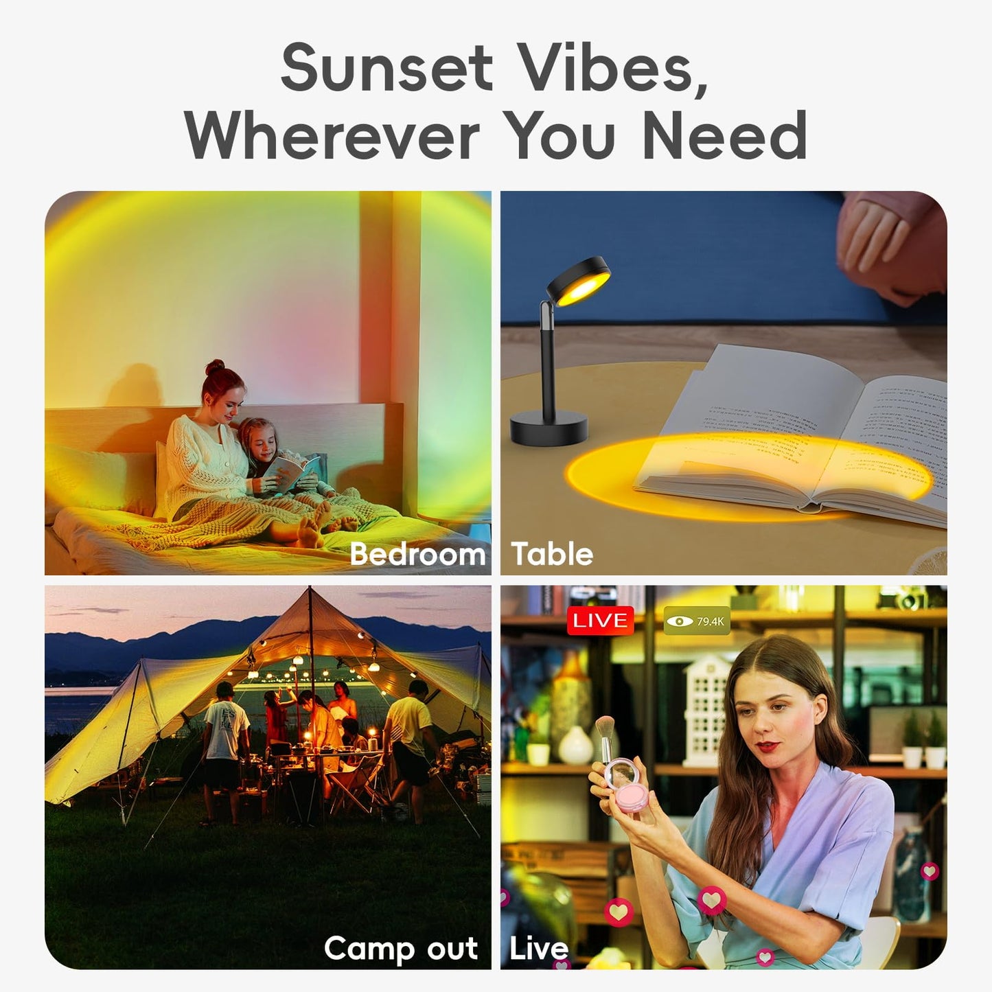 easeking LED Sunset Lamp - Sunset Lights Night Lights LED Projector Floor Lamp Atmosphere Light Night Light for Bedroom Livingroom Party Bar Store