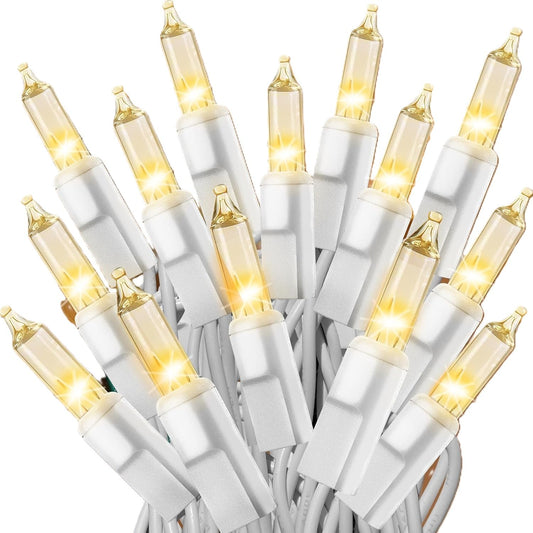 Holiday Pride White Christmas Tree Lights - 100 Count Clear White Lights String on White Wire - 24 Ft - Indoor/Outdoor Use - UL Listed - Static