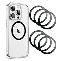 ?0.2mm Ultra-Thin? Aothey Magnetic Ring Sticker, Metal Magnetic Ring for Phone Cases & Wireless Charging, 6 Pack (Black)