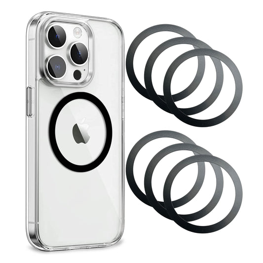 ?0.2mm Ultra-Thin? Aothey Magnetic Ring Sticker, Metal Magnetic Ring for Phone Cases & Wireless Charging, 6 Pack (Black)