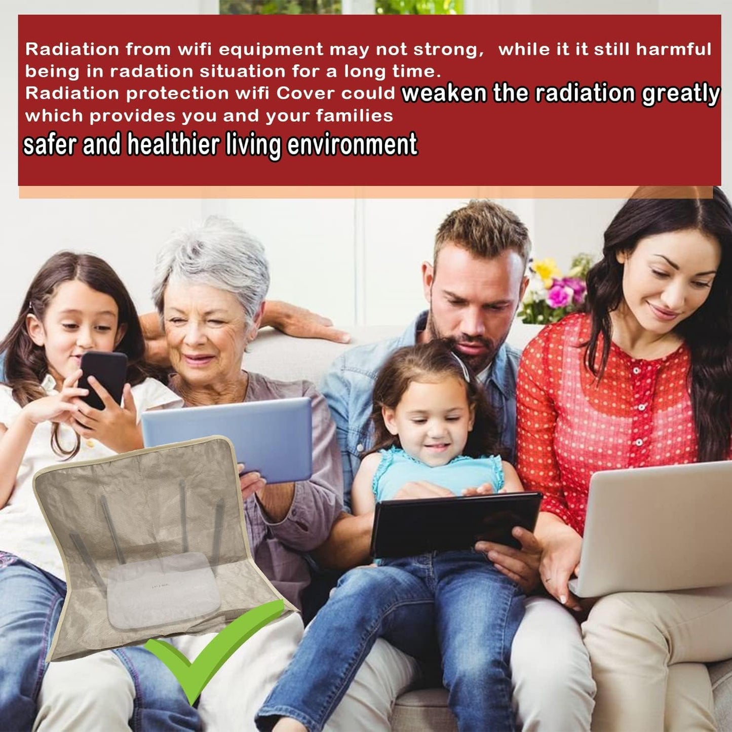 WiFi Cover Router EMF Cover Radiation Shielding WiFi Guard Emf Faraday Cage for Router 14IN x16IN