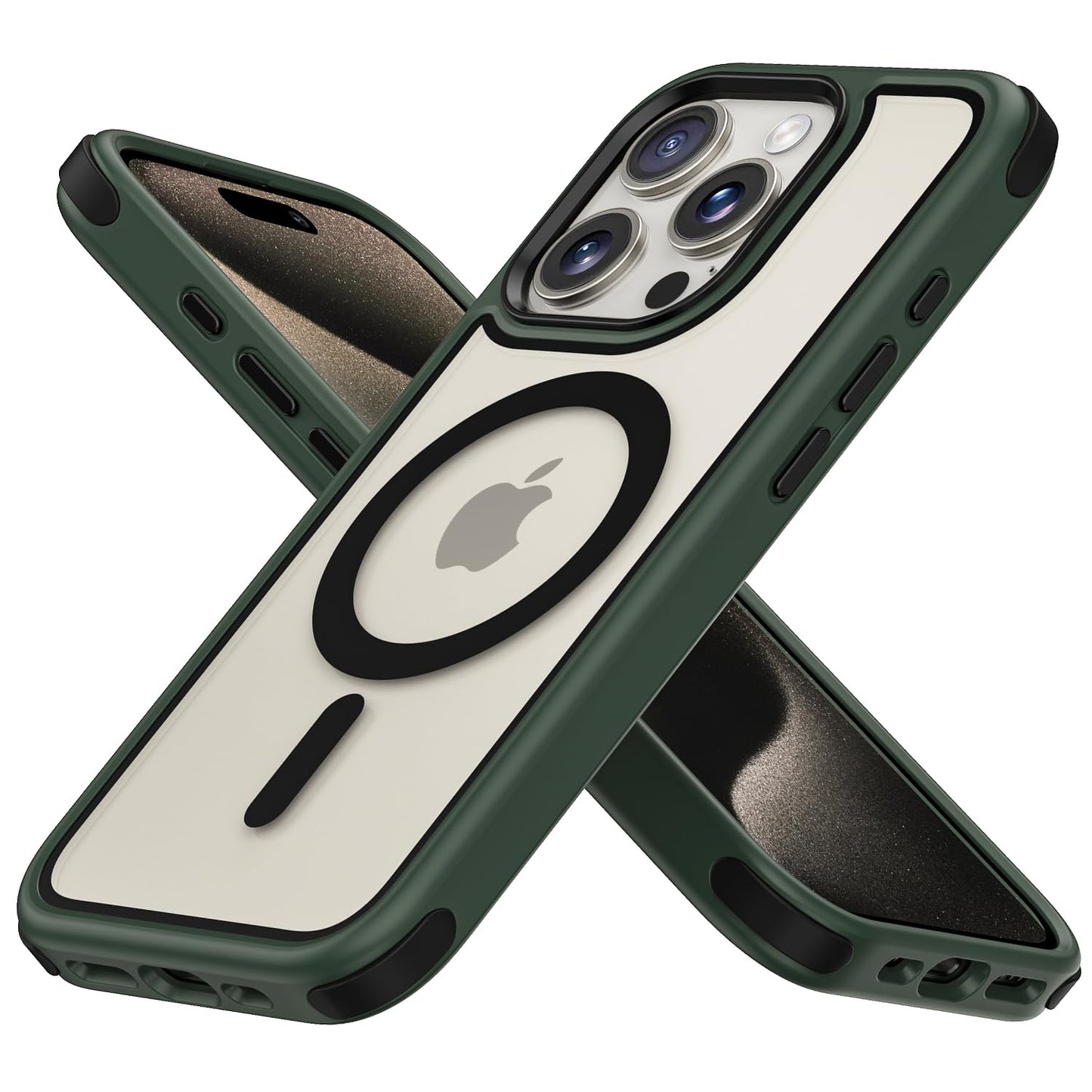 Mobnano for iPhone 15 Pro Case, Compatible with MagSafe, Crystal Clear Case with Magnetic Ring, Multicolor Protective Shockproof Bumpers, Not