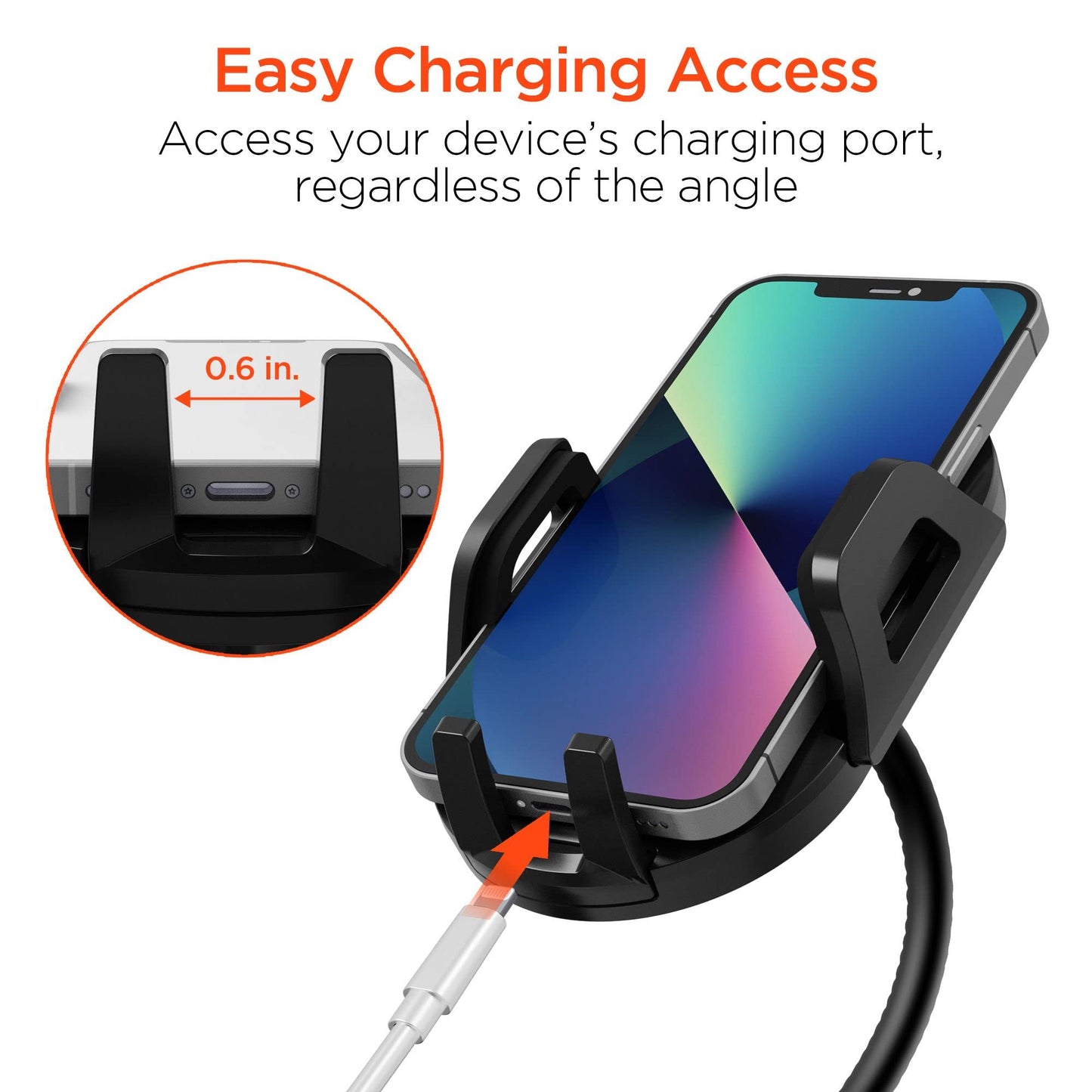HyperGear Cup Holder Flex Universal Phone Mount, Car Phone Holder with Adjustable Gooseneck & 360° Rotation, Universal Compatibility for iPhone