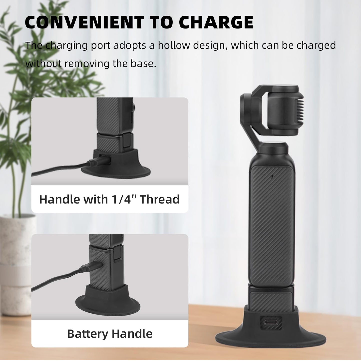 BRDRC Pocket 3 Stand Base Mount, Desktop Support Bracket Stable Non-Slip Support Expansion Adapter for DJI Osmo Pocket 3 Creator Combo Handle