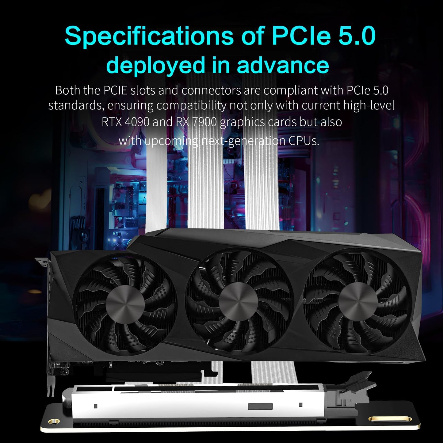 NovaGrowth PCIE 5.0 Riser Cable,PCI-E 16X 128GB/s Compatible with PCIE 4.0 and WRX80/ 90E, RTX4090/ 5090/ RX7900XTX, Gen 5 GPU Graphics Card Extension