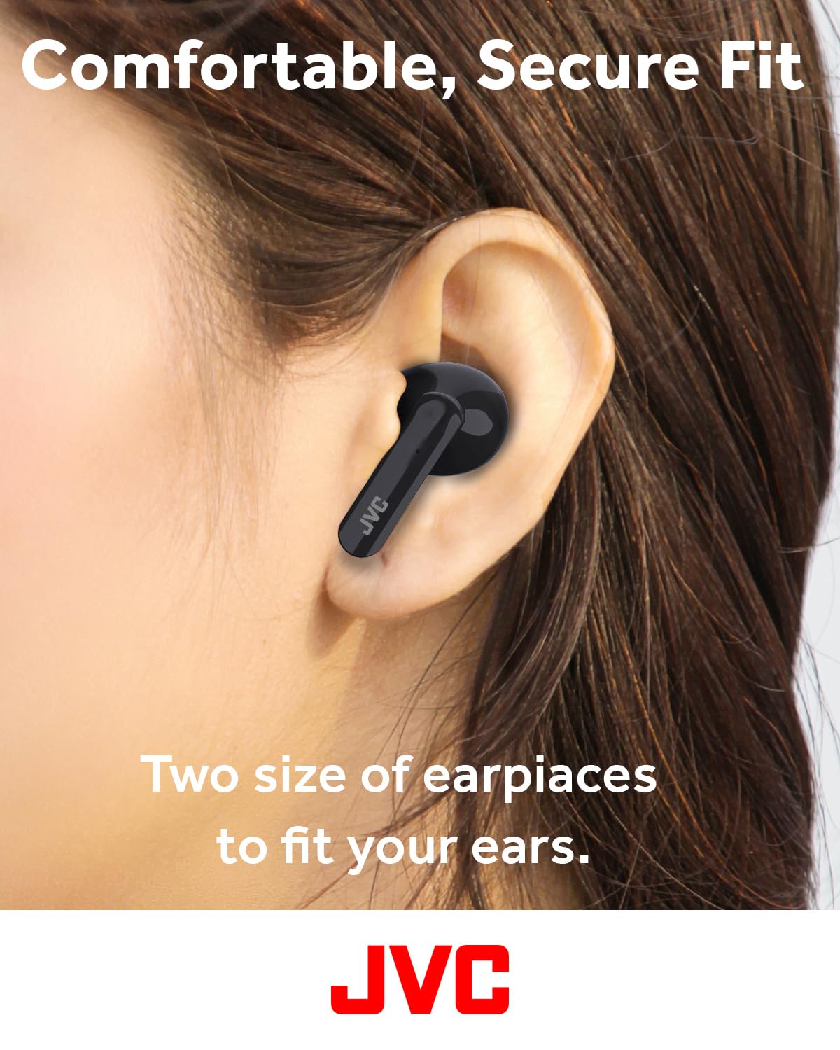 JVC Ultra Compact True Wireless Earbuds Headphones, Total 12 Hour Battery Life, Sound with 13mm Driver, USB-C Connection - HAB5TB (Black)