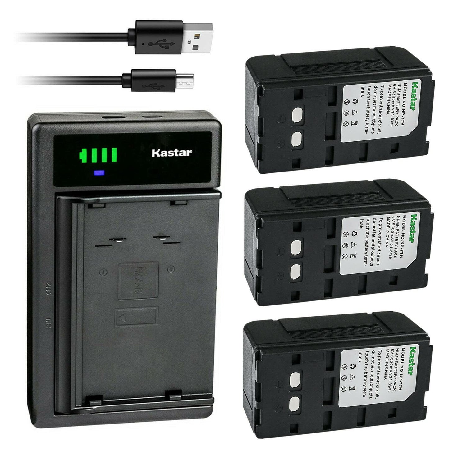 Kastar 3-Pack NP-77H Battery and LTD2 USB Charger Compatible with Sony CCD-FX630 CCD-FX640 CCD-FX700 CCD-FX700E CCD-FX710 CCD-FX720 CCD-FX730