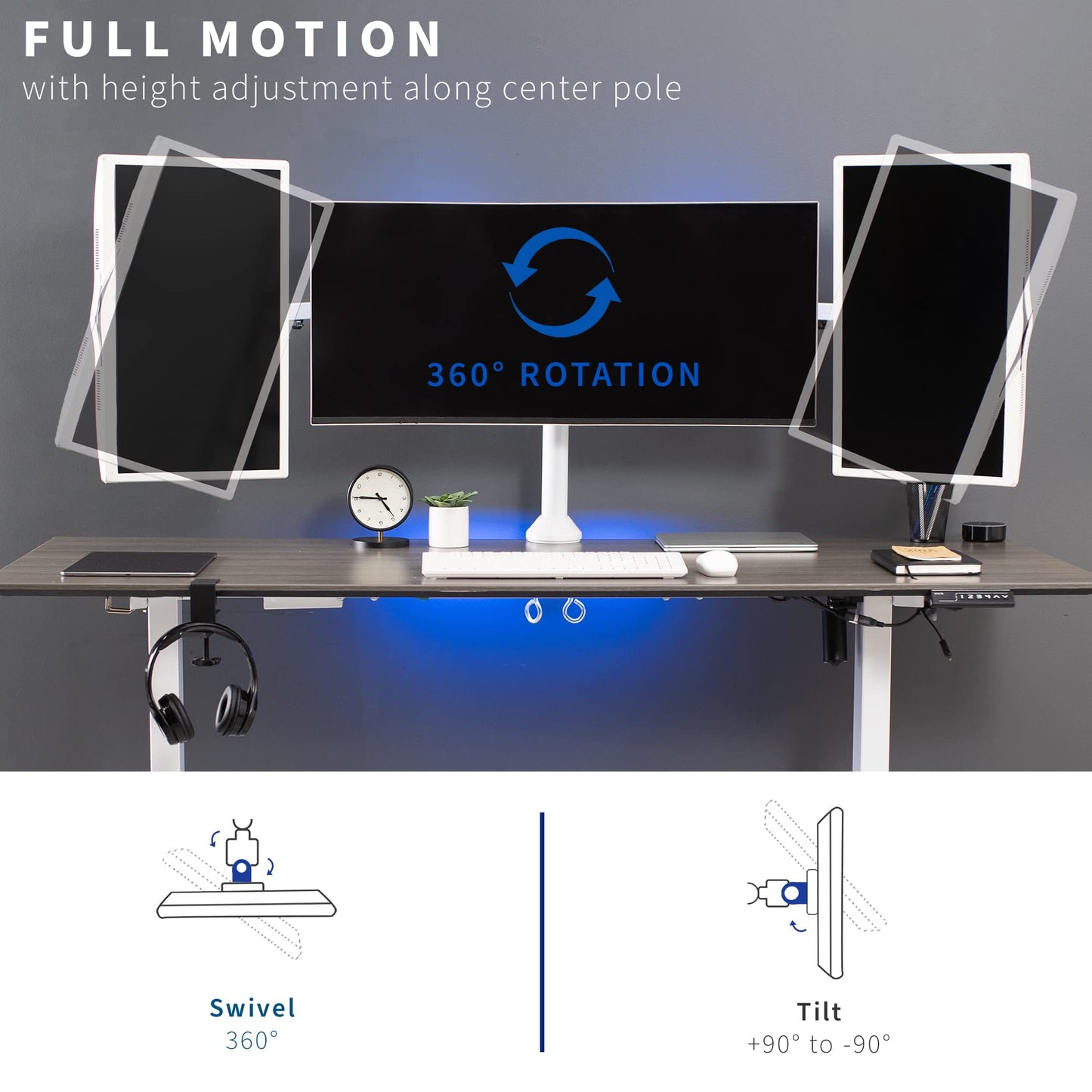 VIVO Triple Monitor 23 to 32 inch LED LCD Clamp-on Desk Mount, Heavy Duty Articulating VESA Computer Stand, Holds 3 Screens, Fully Adjustable for Home