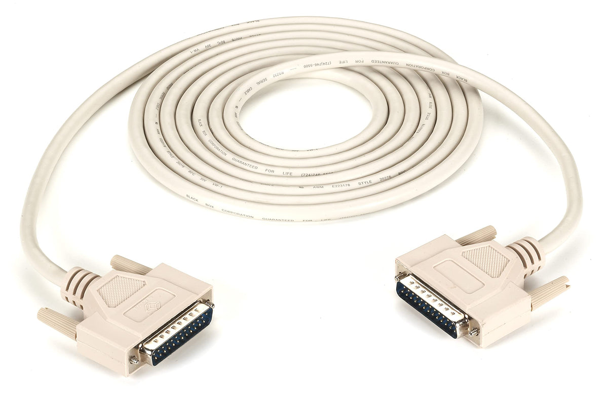 Black Box RS-232 Serial Cable - Shielded, PVC, Molded, DB25 Male/Male with THUMBSCREWS, 10