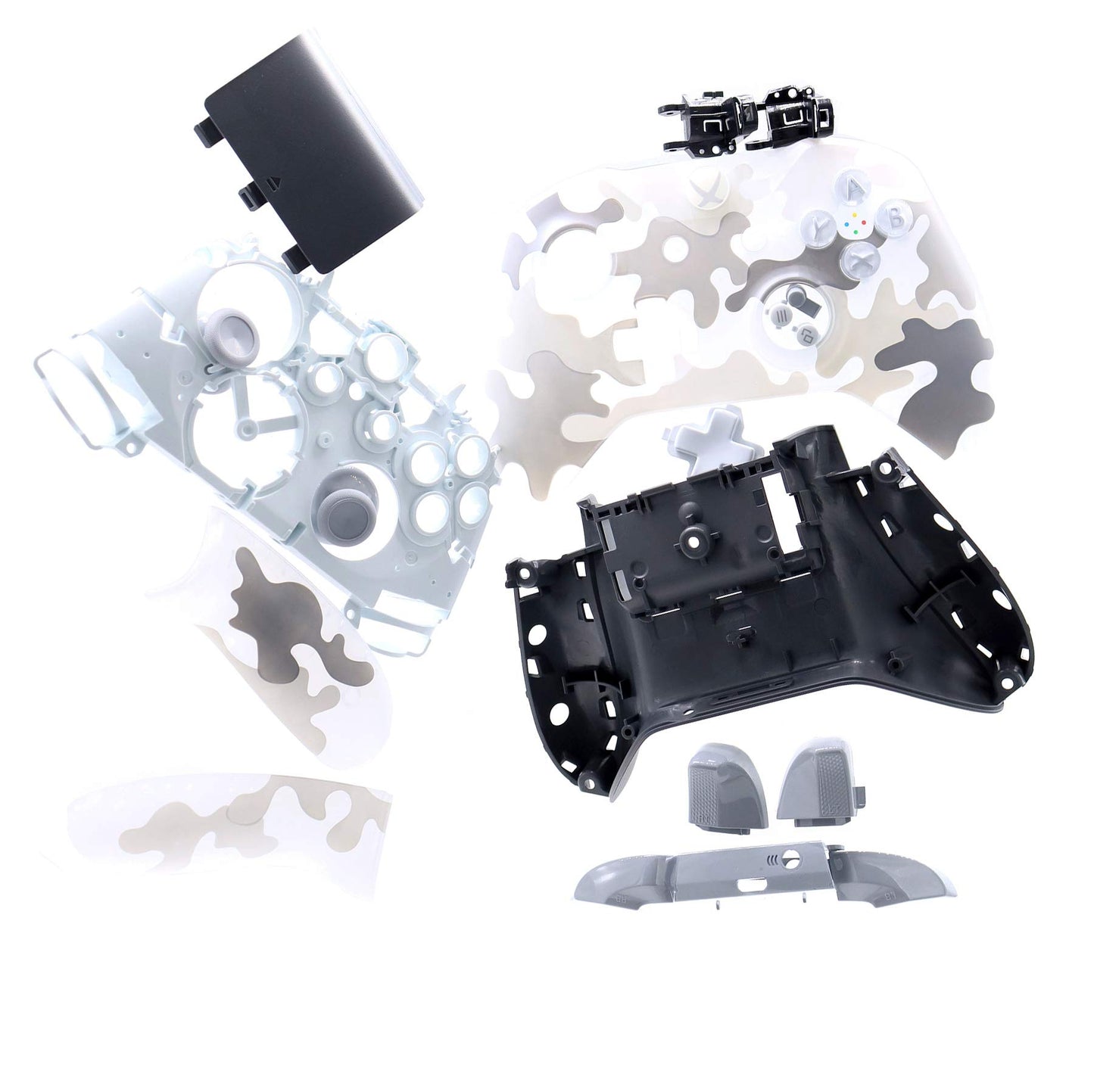 Deal4GO Translucent Faceplate Full Housing Shell kit w/Full Buttons Thumbsticks Replacement for Xbox One S Wireless Controller 1708 Arctic Camo